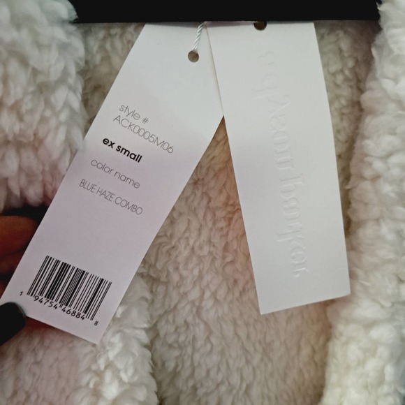 Ady P Light Blue Creamy White Waterfall open front soft fuzzy fleece vest  X Sm - Picture 4 of 5